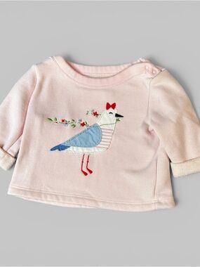 Pink GAP Baby girls long-sleeved sweatshirt sweater top with bird